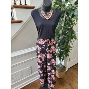 Bobbie&Brooks Floral Polyester Scoop Neck Jumpsuit